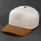 The Blvnk Headwear Vision Vintage Shape Blank Snapback in the Natural and Brown Suede color way.