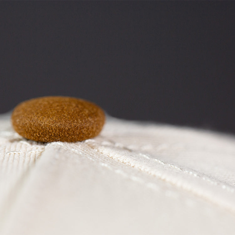 all-groups Blvnk Headwear Vision Vintage Shape Suede Button close up.