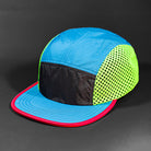 The Ultra Tech blank performance 5 Panel Runners Cap in Black, Emerald, Neon Green and Laser by Blvnk Headwear.