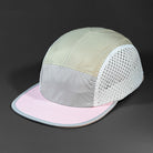 The Ultra Tech blank performance 5 Panel Runners Cap in Flat Grey, Mute, White and Pink by Blvnk Headwear.