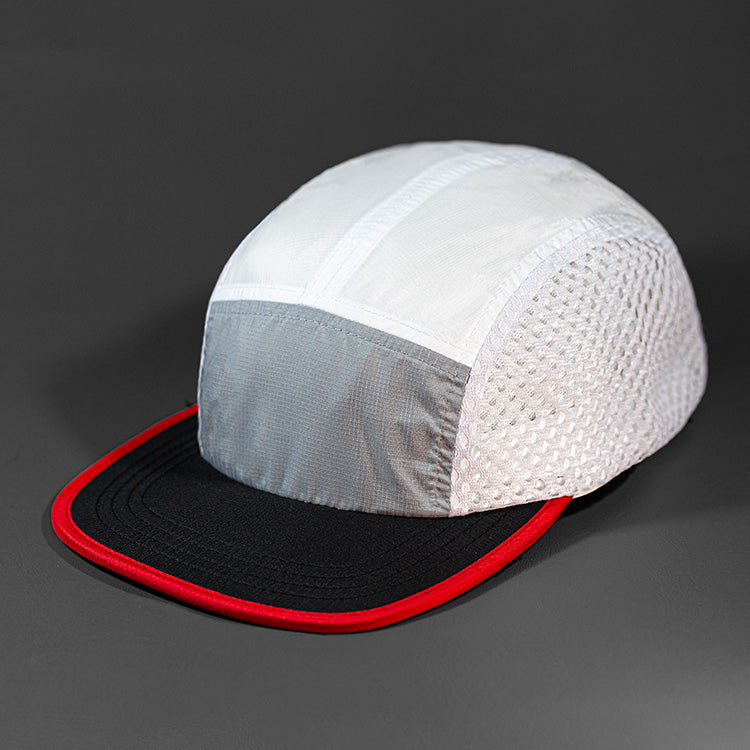 The Ultra Tech blank performance 5 Panel Runners Cap in Flat Grey, White, Black and Laser by Blvnk Headwear.