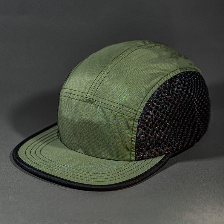 The Ultra Tech blank performance 5 Panel Runners Cap in Military and Black by Blvnk Headwear.