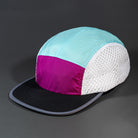 The Ultra Tech blank performance 5 Panel Runners Cap in Purp, Mynt, White and Black by Blvnk Headwear.