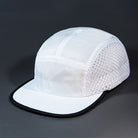 The Ultra Tech blank performance 5 Panel Runners Cap in White and Black by Blvnk Headwear.