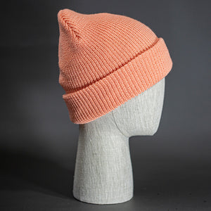 A Coral Pink, Soft, Perfect Knit, Blank Beanie. - Designed by Blvnk Headwear.