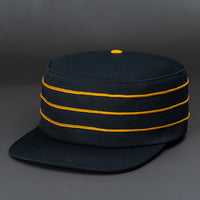 Privateer Blank Pillbox Snapback Hat in Black and Gold by Blvnk Headwear. YOU KNOW