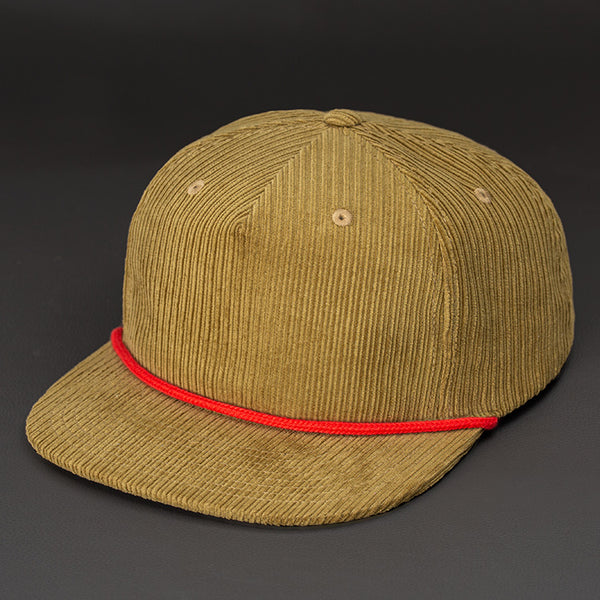 Gramps Corduroy Snapback Hat by NY State of Mind Olive/Yellow