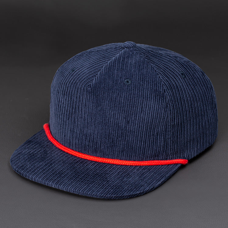 Gramps Corduroy Snapback blank hat in Dark Navy & Red by Blvnk Headwear. YOU KNOW