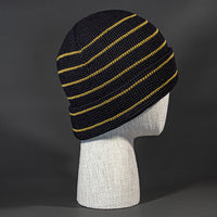 The Brussels Blank Waffle Beanie in Black and Granola by Blvnk Headwear.