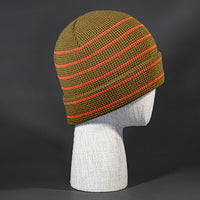 The Brussels Blank Waffle Beanie in Granola and Rad Orange by Blvnk Headwear.