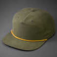 A Loden Color, Grandpa Style Nylon, Pinch Front, Blank Flat Bill with a Gold Rope & Classic Snapback.  Designed by Blvnk Headwear.