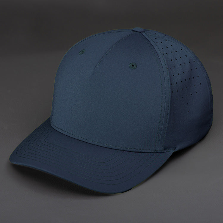 The Vanguard blank performance Snapback hat in Navy by Blvnk Headwear.