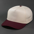 The Blvnk Headwear Origin Vintage Shape Blank Snapback Hat in the Natural and Maroon color way.