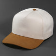 The Blvnk Headwear Vision Vintage Shape Blank Snapback in the Natural and Brown Suede color way.