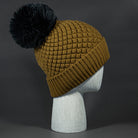 Diamonds Are Fur Ever blank Diamond Quilted Fax Fur Pom Beanie in Granola and Darkness by Blvnk Headwear.