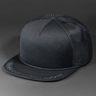 The El Capitan blank trucker hat from BLVNK HEADWEAR in Black and Black.