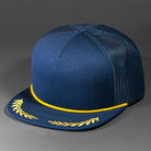 The El Capitan blank trucker hat from BLVNK HEADWEAR in Navy and Gold.