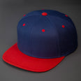 A Navy & Red, Wool, 6 Panel, Flat Bill, Blank Snapback.  Designed by Blvnk Headwear.