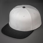 A White & Black, Wool, 6 Panel, Flat Bill, Blank Snapback.  Designed by Blvnk Headwear.