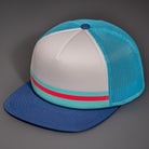 The "Line Up" Grey, Sea Foam & Coral Printed Foam Front, Sea Foam Mesh Backed, Blank Trucker Hats with a Black Flat Bill, & Classic Snapback.  Designed By Blvnk Headwear.