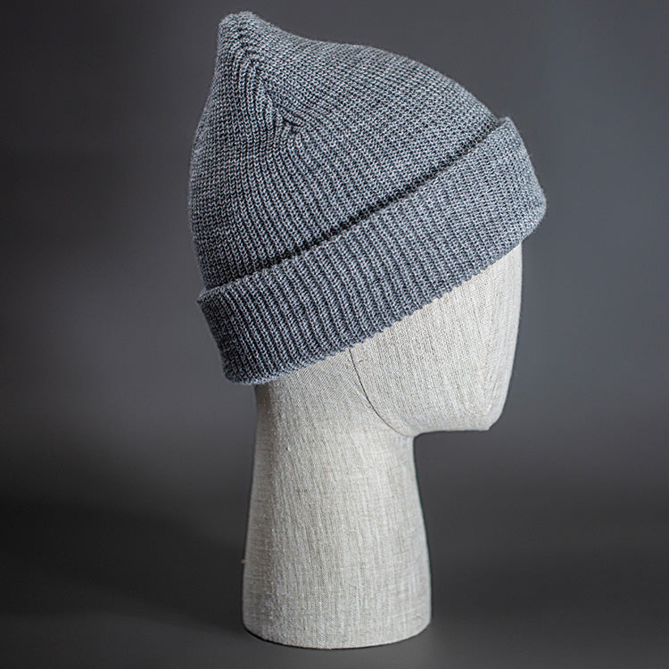A Heather Grey, Soft, Perfect Knit, Blank Beanie. - Designed by Blvnk Headwear.