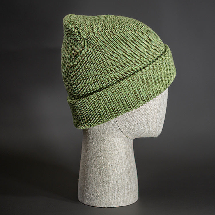 A Sage, Soft, Perfect Knit, Blank Beanie. - Designed by Blvnk Headwear.