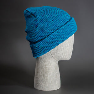 A Teal, Soft, Perfect Knit, Blank Beanie. - Designed by Blvnk Headwear.