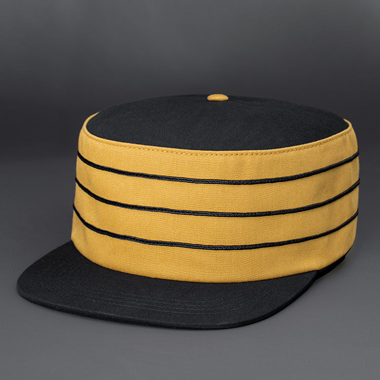 Privateer Blank Pillbox Snapback Hat in Biscuit and Black by Blvnk Headwear. YOU KNOW