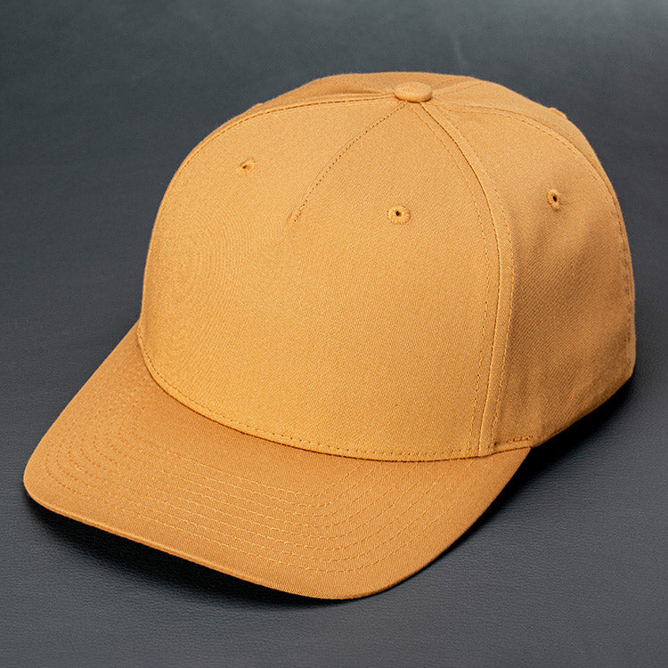 Redwoods blank snapback hat with a pre curved bill in Amber Gold by Blvnk Headwear