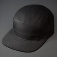 A Black, Herringbone, Blank 5 Panel Camp Hat With a Flat Bill.  Designed by Blvnk Headwear.