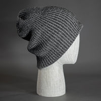 A Black Heathered, Acrylic, Slouchy Blank Beanie - Designed by Blvnk Headwear
