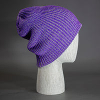 A Purple Heathered, Acrylic, Slouchy Blank Beanie - Designed by Blvnk Headwear