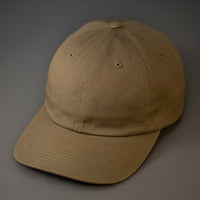 A Loden Green, Premium Cotton, 6 Panel Crown, Blank Dad Hat.  Designed by Blvnk Headwear.