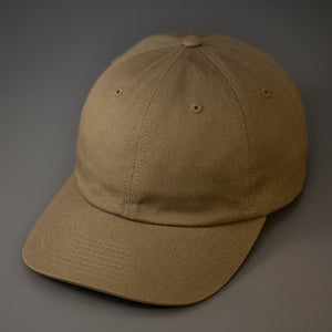A Loden Green, Premium Cotton, 6 Panel Crown, Blank Dad Hat.  Designed by Blvnk Headwear.