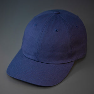 A Navy Colored, Premium Cotton, 6 Panel Crown, Blank Dad Hat.  Designed by Blvnk Headwear.