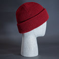 The Waffle Beanie, a Burgundy colored, waffle knit blank beanie. Designed by Blvnk Headwear.