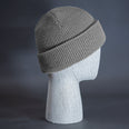 The Waffle Beanie, a heather grey colored, waffle knit blank beanie. Designed by Blvnk Headwear.