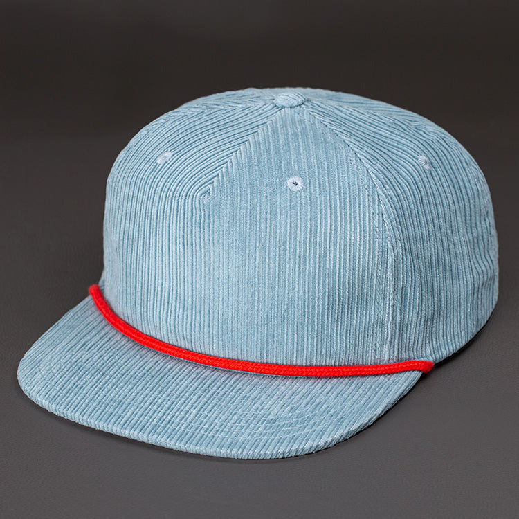 Gramps Corduroy Snapback blank hat in Blue Grey and Red by Blvnk Headwear. YOU KNOW