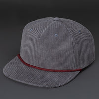 Gramps Corduroy Snapback blank hat in Charcoal and Burgundy by Blvnk Headwear. YOU KNOW