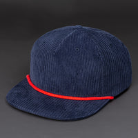 Gramps Corduroy Snapback blank hat in Dark Navy & Red by Blvnk Headwear. YOU KNOW