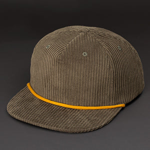 Gramps Corduroy Snapback blank hat in Muted Green and Gold by Blvnk Headwear. YOU KNOW